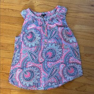 Talbots Pink and Navy Paisley Top